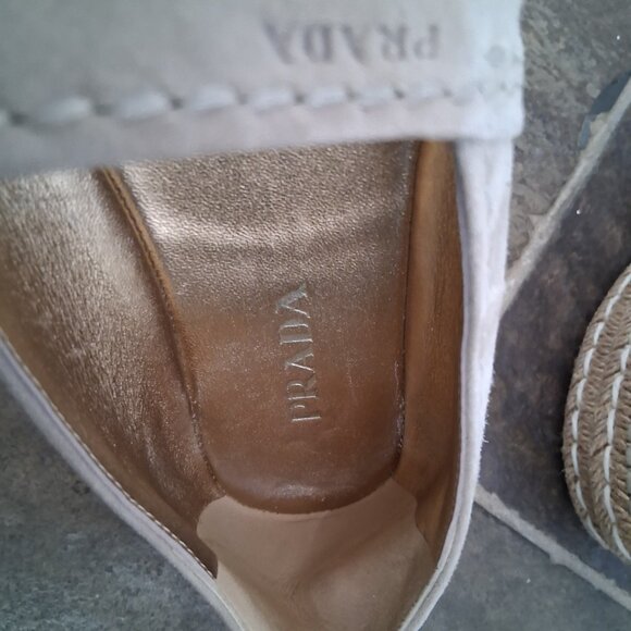 Prada Cream Nude Suede Espadrille Shoes - Picture 4 of 9